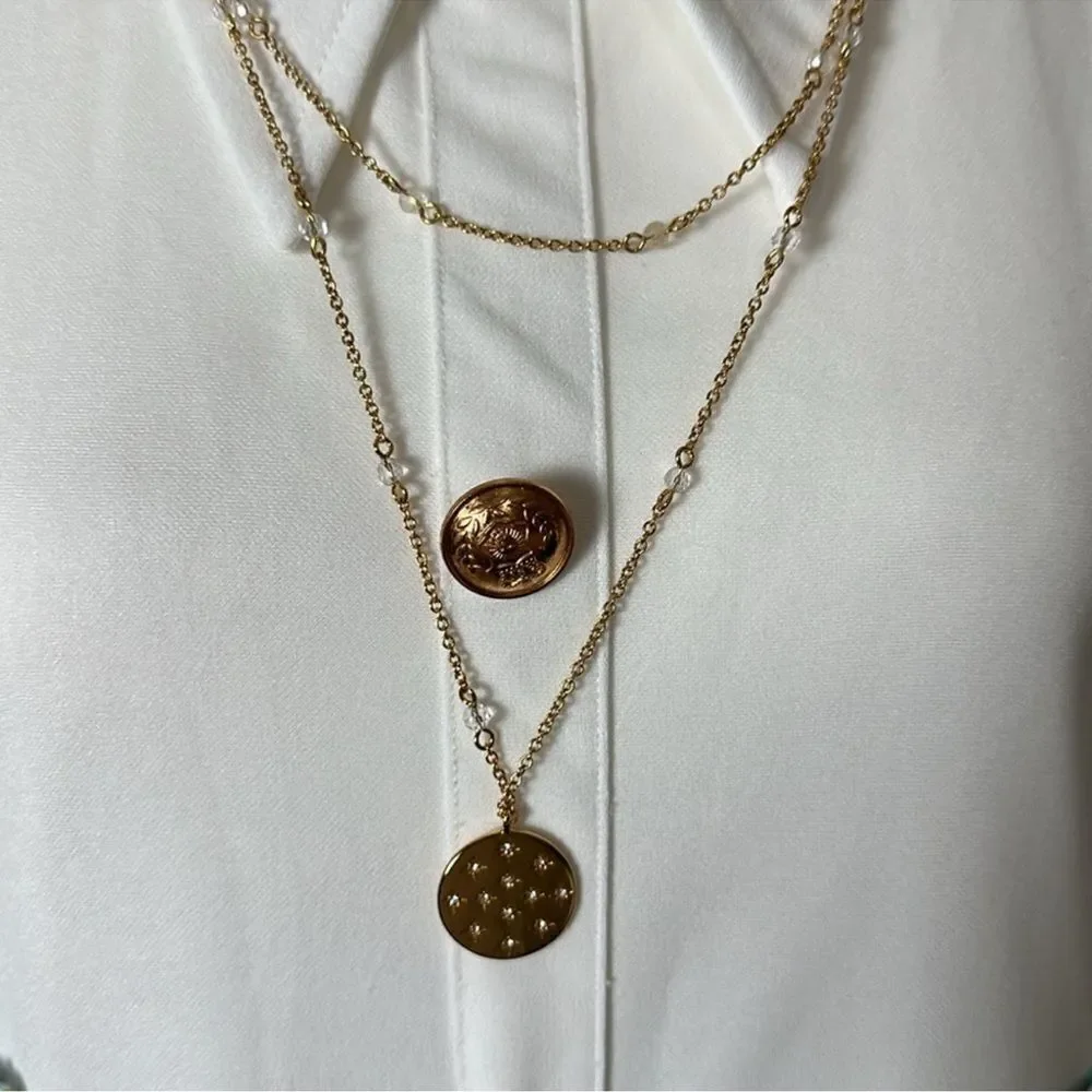 J.Crew Double Strand Hold Tone Beaded Sparkles This is My Lucky Charm Necklace